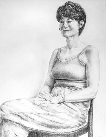 drawing of lady seated